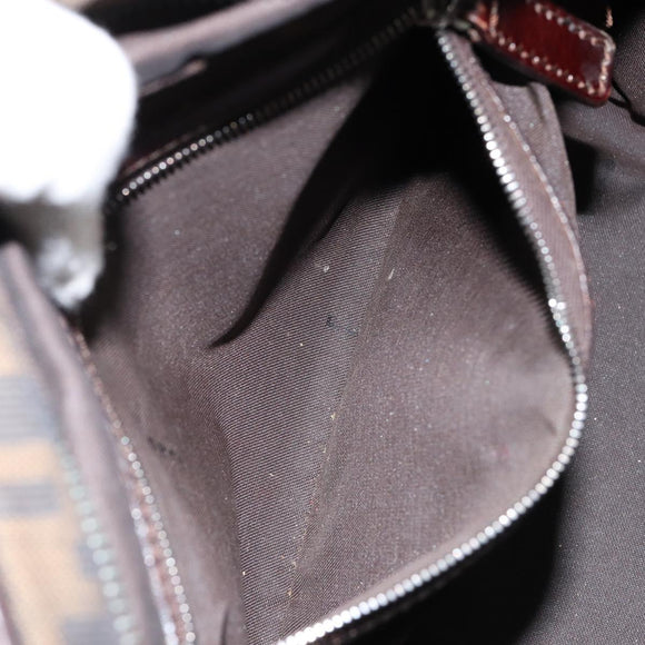 FENDI Zucca Canvas Boston Bag Black Brown Auth 150282