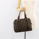FENDI Zucca Canvas Boston Bag Black Brown Auth 150282-24