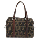 FENDI Zucca Canvas Boston Bag Black Brown Auth 150282-2