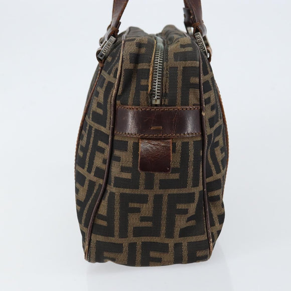 FENDI Zucca Canvas Boston Bag Black Brown Auth 150282