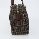 FENDI Zucca Canvas Boston Bag Black Brown Auth 150282-4