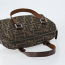 FENDI Zucca Canvas Boston Bag Black Brown Auth 150282-6