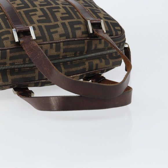 FENDI Zucca Canvas Boston Bag Black Brown Auth 150282