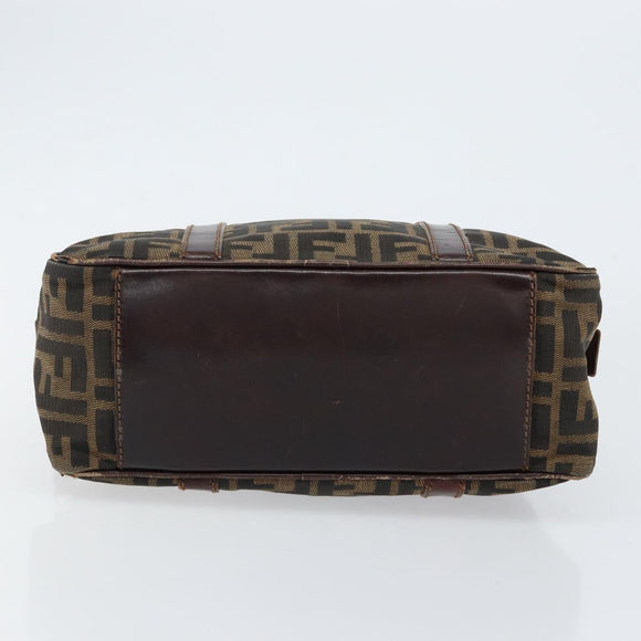 FENDI Zucca Canvas Boston Bag Black Brown Auth 150282