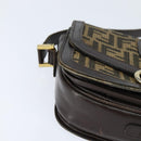 FENDI Zucca Canvas Shoulder Bag Black Brown Auth 150285-10
