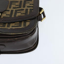 FENDI Zucca Canvas Shoulder Bag Black Brown Auth 150285-11