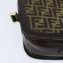 FENDI Zucca Canvas Shoulder Bag Black Brown Auth 150285-12