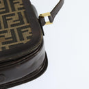 FENDI Zucca Canvas Shoulder Bag Black Brown Auth 150285-13