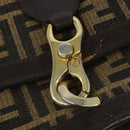 FENDI Zucca Canvas Shoulder Bag Black Brown Auth 150285-14