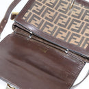 FENDI Zucca Canvas Shoulder Bag Black Brown Auth 150285-15