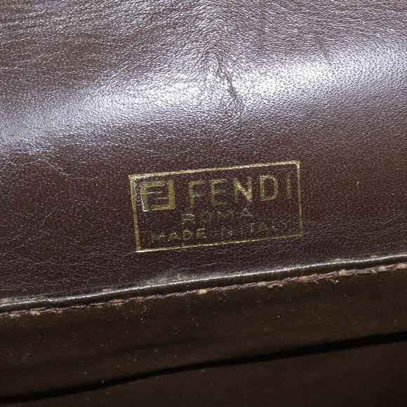 FENDI Zucca Canvas Shoulder Bag Black Brown Auth 150285