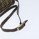 FENDI Zucca Canvas Shoulder Bag Black Brown Auth 150285-7