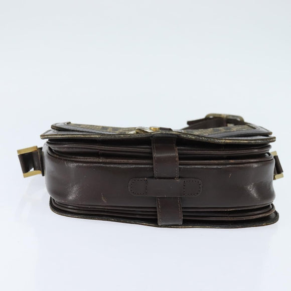 FENDI Zucca Canvas Shoulder Bag Black Brown Auth 150285