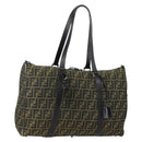 FENDI Zucca Canvas Tote Bag Black Brown Auth 150286-1