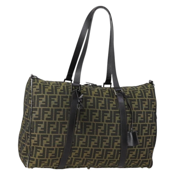 FENDI Zucca Canvas Tote Bag Black Brown Auth 150286