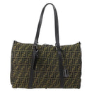 FENDI Zucca Canvas Tote Bag Black Brown Auth 150286-2