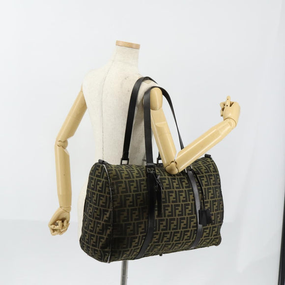 FENDI Zucca Canvas Tote Bag Black Brown Auth 150286