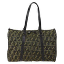 FENDI Zucca Canvas Tote Bag Black Brown Auth 150286-3