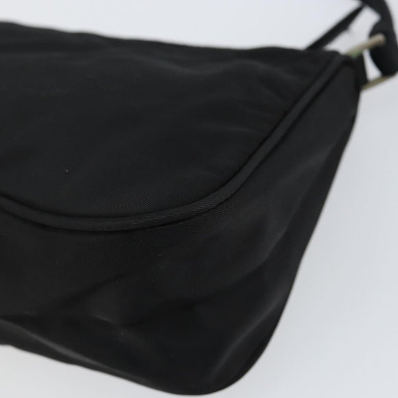 PRADA Accessory Pouch Nylon Black Silver Auth 150288
