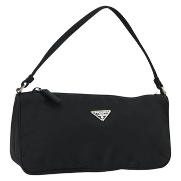 PRADA Accessory Pouch Nylon Black Silver Auth 150288