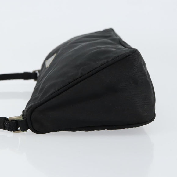PRADA Accessory Pouch Nylon Black Silver Auth 150288