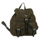 PRADA Backpack Nylon Khaki Silver Auth 150289-1
