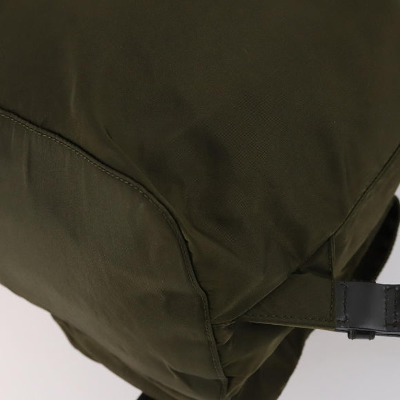 PRADA Backpack Nylon Khaki Silver Auth 150289