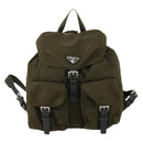 PRADA Backpack Nylon Khaki Silver Auth 150289-13