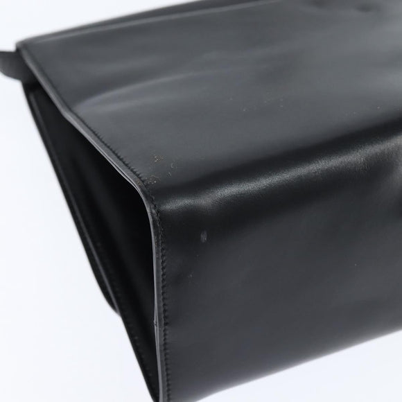 Salvatore Ferragamo Gancini Shoulder Bag Leather Black Gold Auth 150291