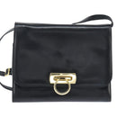 Salvatore Ferragamo Gancini Shoulder Bag Leather Black Gold Auth 150291-13