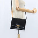 Salvatore Ferragamo Gancini Shoulder Bag Leather Black Gold Auth 150291-20