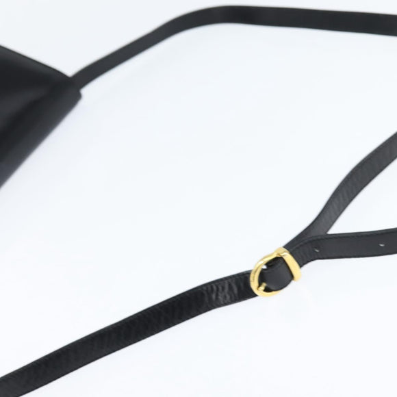 Salvatore Ferragamo Gancini Shoulder Bag Leather Black Gold Auth 150291