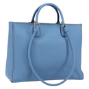 Salvatore Ferragamo Gancini Hand Bag Leather 2way Blue Gold Auth 150292-1
