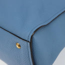 Salvatore Ferragamo Gancini Hand Bag Leather 2way Blue Gold Auth 150292-10