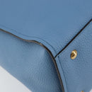 Salvatore Ferragamo Gancini Hand Bag Leather 2way Blue Gold Auth 150292-15