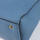 Salvatore Ferragamo Gancini Hand Bag Leather 2way Blue Gold Auth 150292-16