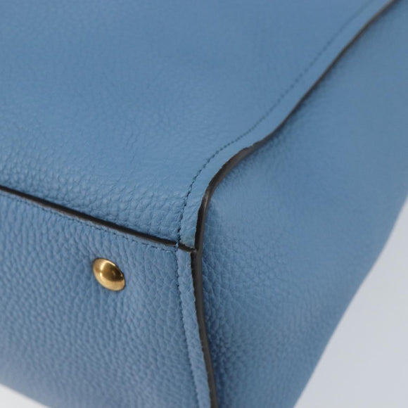 Salvatore Ferragamo Gancini Hand Bag Leather 2way Blue Gold Auth 150292