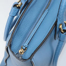 Salvatore Ferragamo Gancini Hand Bag Leather 2way Blue Gold Auth 150292-19