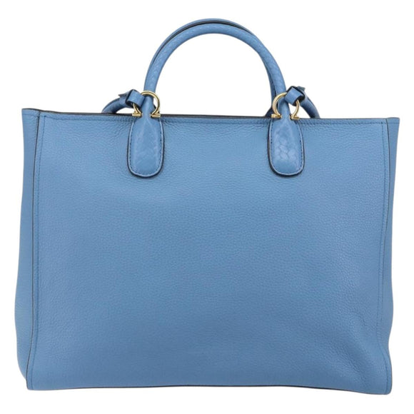 Salvatore Ferragamo Gancini Hand Bag Leather 2way Blue Gold Auth 150292