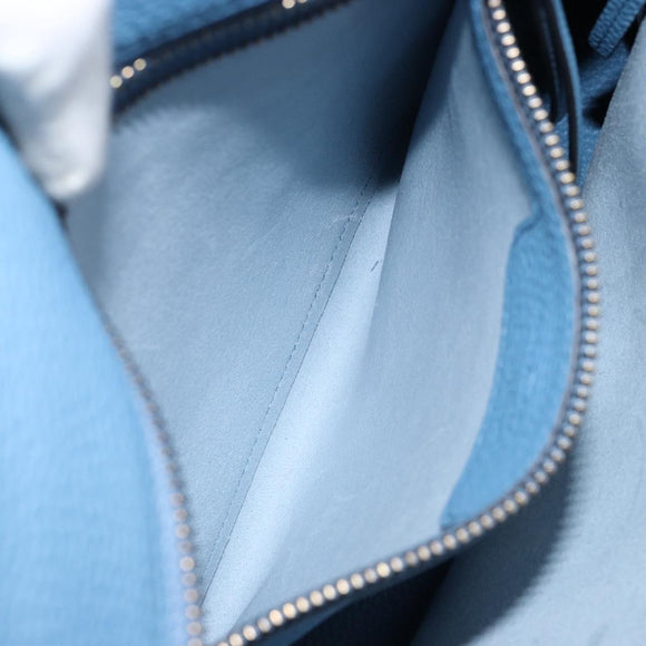 Salvatore Ferragamo Gancini Hand Bag Leather 2way Blue Gold Auth 150292