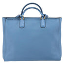 Salvatore Ferragamo Gancini Hand Bag Leather 2way Blue Gold Auth 150292-2