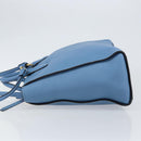 Salvatore Ferragamo Gancini Hand Bag Leather 2way Blue Gold Auth 150292-4