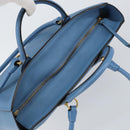 Salvatore Ferragamo Gancini Hand Bag Leather 2way Blue Gold Auth 150292-6