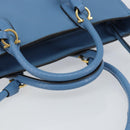 Salvatore Ferragamo Gancini Hand Bag Leather 2way Blue Gold Auth 150292-7