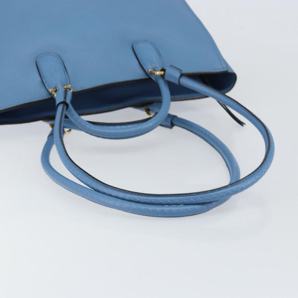 Salvatore Ferragamo Gancini Hand Bag Leather 2way Blue Gold Auth 150292