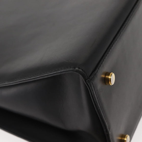 Salvatore Ferragamo Gancini Shoulder Bag Leather Black Gold Auth 150293