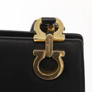 Salvatore Ferragamo Gancini Shoulder Bag Leather Black Gold Auth 150293-14