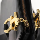 Salvatore Ferragamo Gancini Shoulder Bag Leather Black Gold Auth 150293-15