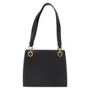 Salvatore Ferragamo Gancini Shoulder Bag Leather Black Gold Auth 150293-2