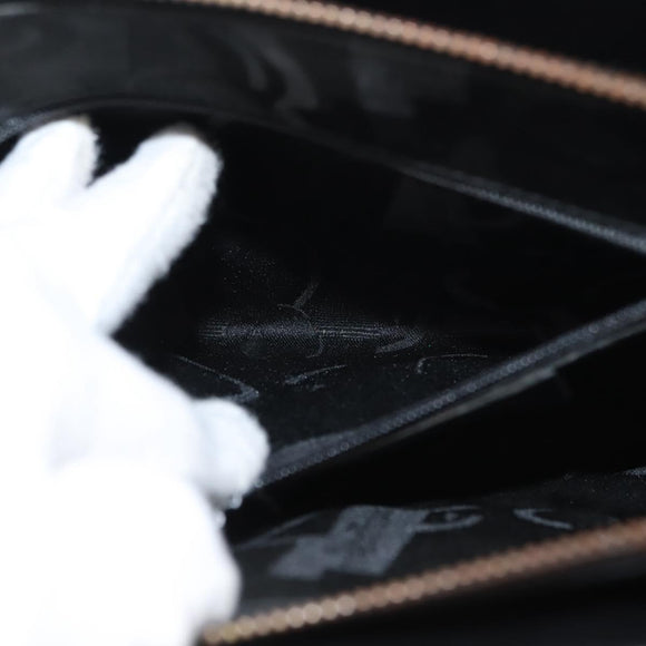 Salvatore Ferragamo Gancini Shoulder Bag Leather Black Gold Auth 150293